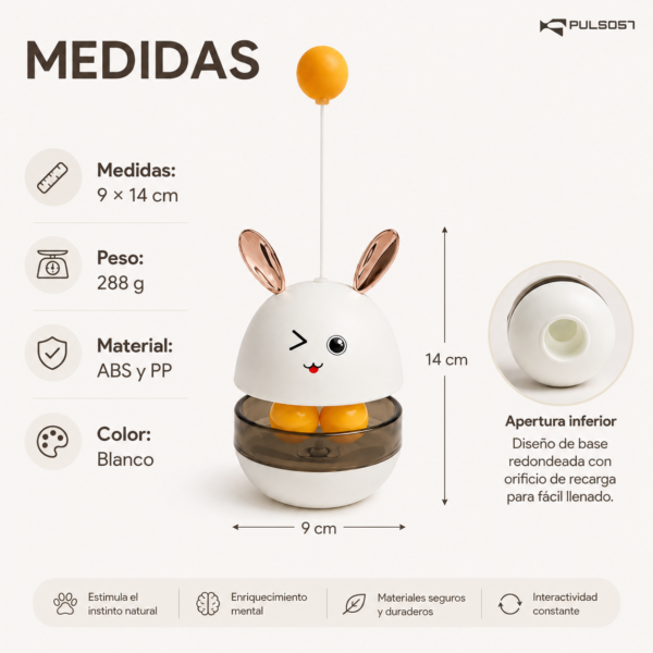 FOTO 4 Juguete Interactivo para Gatos con Dispensador de Comida – Blanco