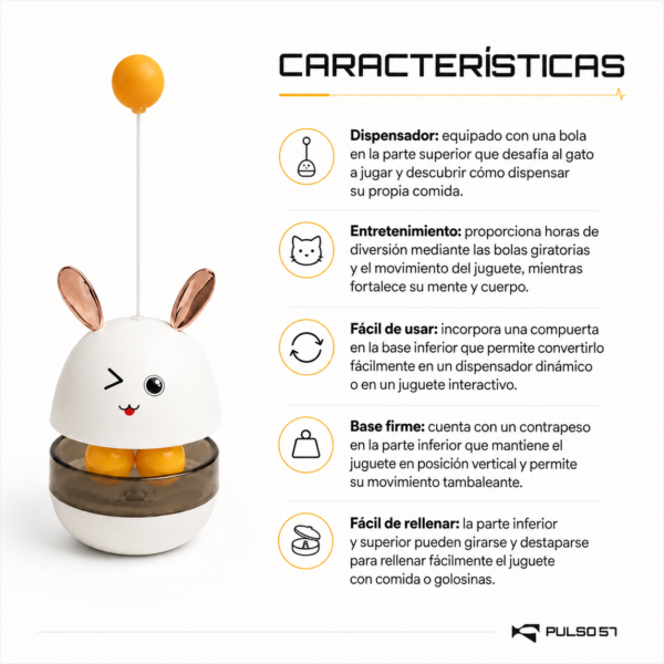FOTO 5 Juguete Interactivo para Gatos con Dispensador de Comida – Blanco