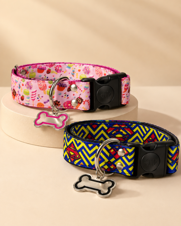 e69a21d57f8b40dd982a6e2e7f96498b911bc4883cf0b812ed839c8ded085c69 Collar Placa Talla L para Perros con Dije Huella - Estampado